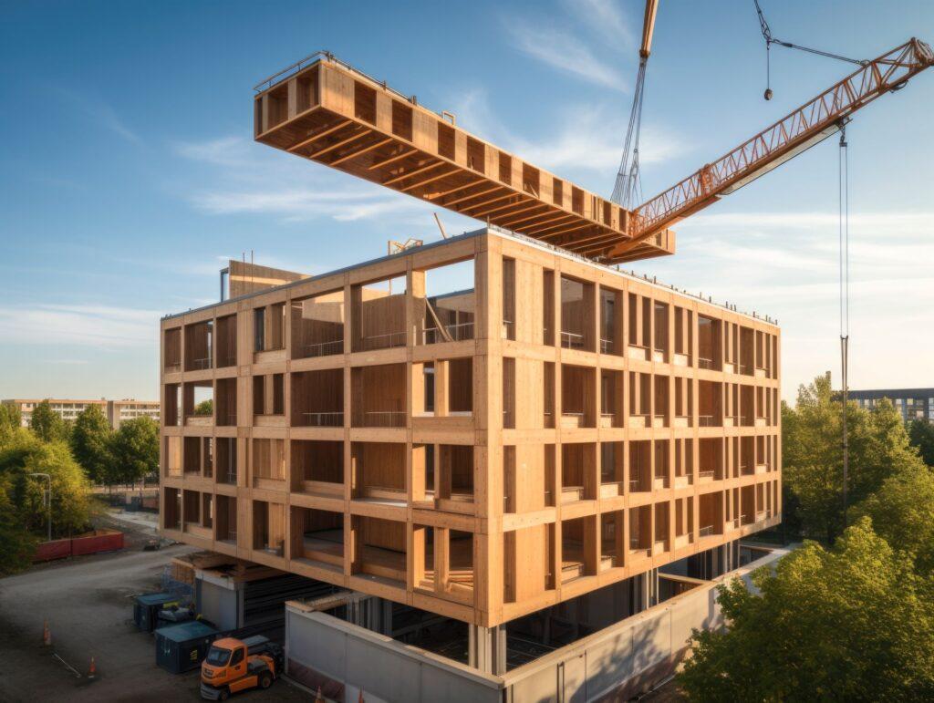 Ein Gebäude wird modular gebaut